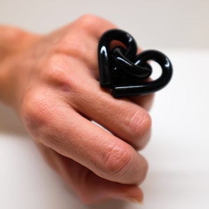 Black Acrylic Love Knot Ring: Handmade Statement Jewelry