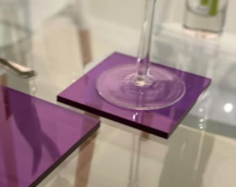 POSAVASOS de acrílico morado (juego de 4): Decoración moderna para la mesa del comedor