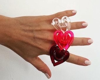 Anillo de nudo acrílico de amor para San Valentín: joyería hecha a mano