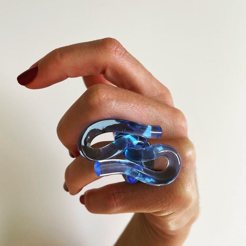 AQUARIUS Lucite Ring: Contemporary Zodiac Statement Ring