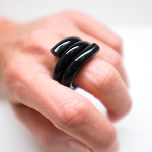 Handcrafted Acrylic Trio Ring: Contemporary Statement Jewelry