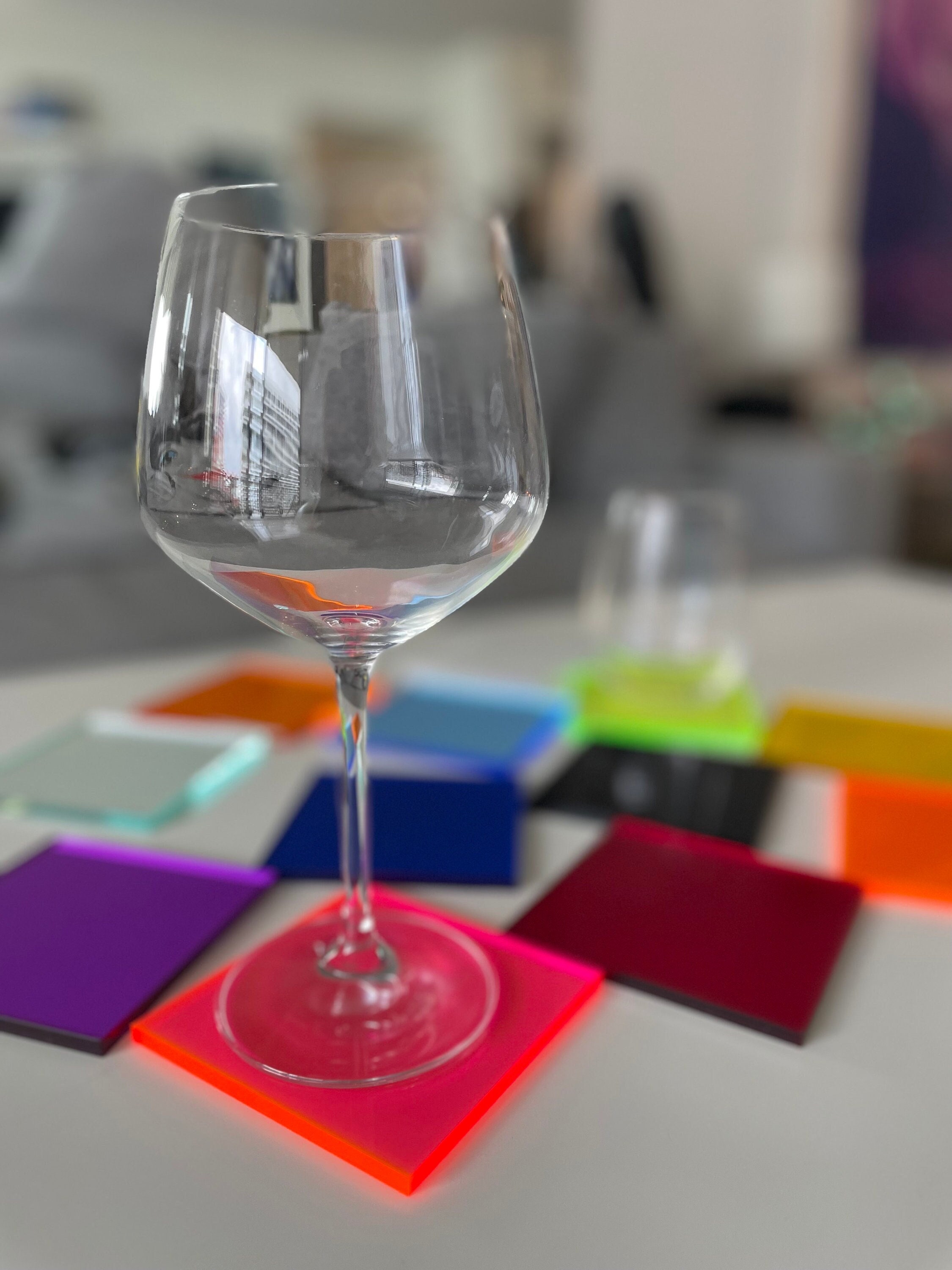Multicolor Acrylic Coasters: Set of 4 Lucite Square Coasters
