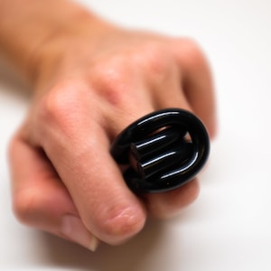 Black Acrylic Belt Ring: Handcrafted Lucite Knot Statement Ring