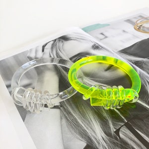 Handcrafted THIN KNOT Lucite  Bangle: Clear Acrylic Bracelet, Made in Miami