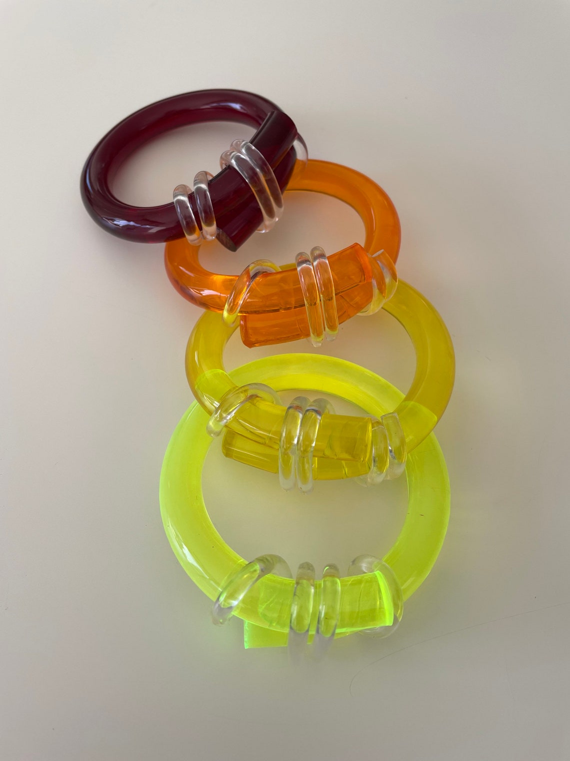 ACRYLIC KNOT BANGLE Green Acrylic Bangle Lucite Bangle Neon Etsy