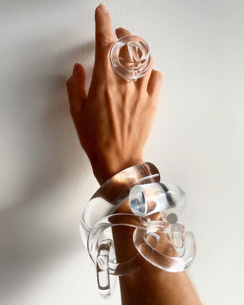 Knot Ring Extra Big, Statement Ring, Transparent Ring, Acrylic Ring, Sculpture Ring, Extra Large Ring image 1