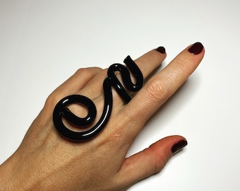 SCORPIO Zodiac Ring, Black Astrology Ring, Scorpio Black Ring, Horoscope Ring Jewelry, Acrylic Statement Ring Jewelry, Birthday Gift Jewelry