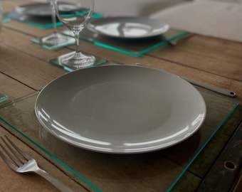 MANTELES INDIVIDUALES de vidrio acrílico verde: Decoración contemporánea para la mesa del comedor, juego de 4