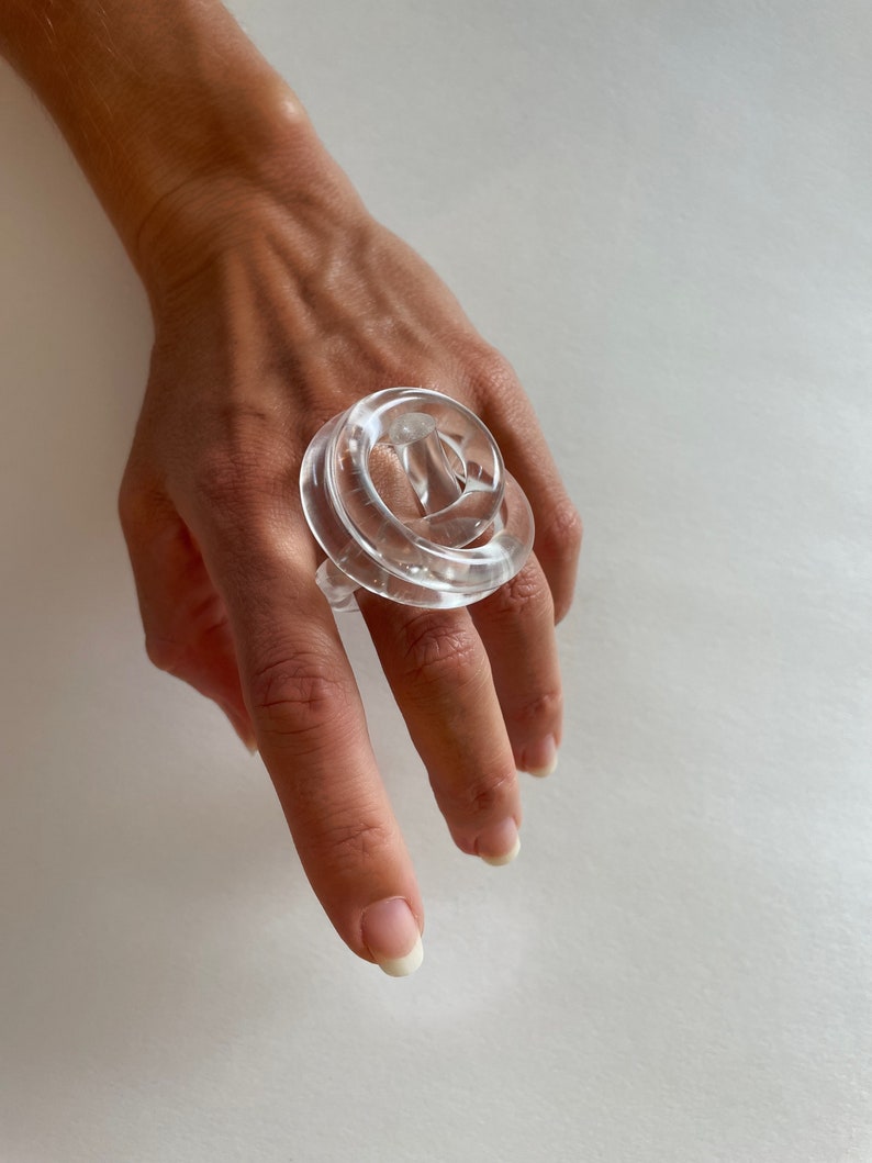 Knot Ring Extra Big, Statement Ring, Transparent Ring, Acrylic Ring, Sculpture Ring, Extra Large Ring image 3