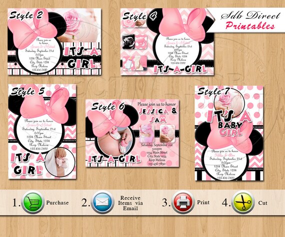 Items similar to Minnie Mouse Baby Shower Invitation, Minnie Mouse Baby