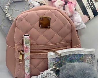 Pink Mini Backpack Purse Gift Set, Wallet, Scrunchies