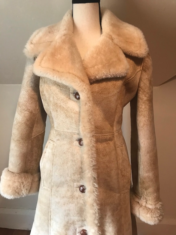 Vintage 1960s 70s Full Shearling Winter Coat