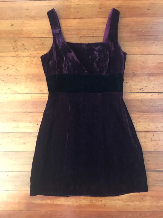 Vintage 90s Lush Velvet Square Neck Mini Dress