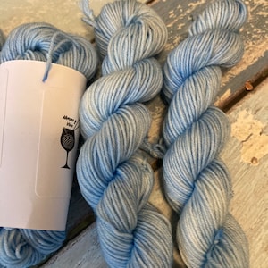 Mary Bennet | tonal light blue fingering weight mini skein for knitting, crochet, and weaving