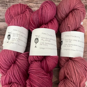 Cranberry Worsted Weight Semisolid Non Superwash Yarn for knitting and crochet