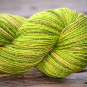 Hand Dyed Superwash Merino Wool/Nylon in &quot;Spring Greens&quot;. Hand Dyed Yarn. Wool Yarn. Sock Yarn.