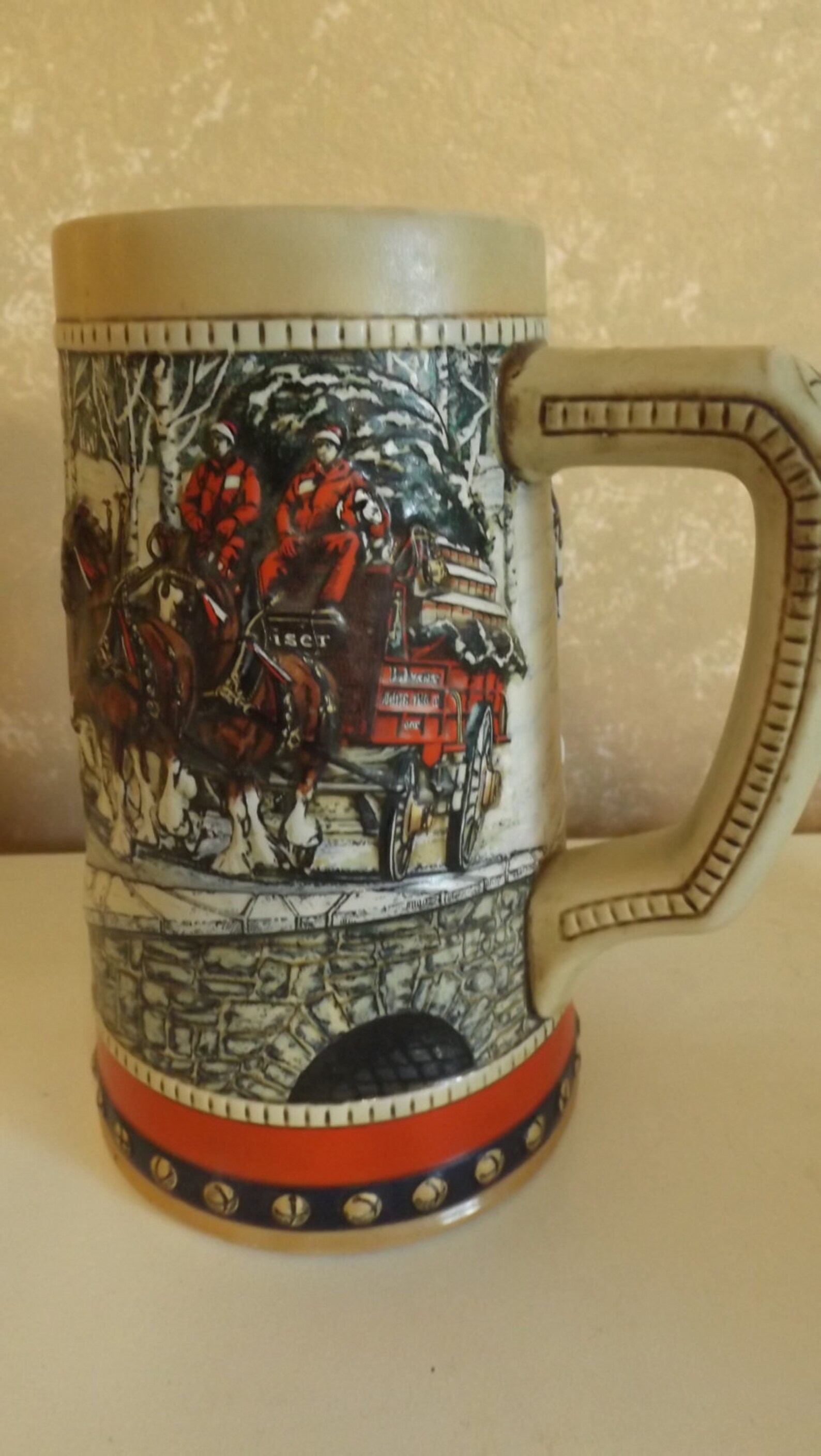 Budweiser Beer Stein 1988 Collectors Series Holiday Etsy