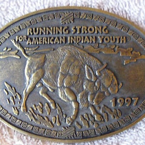 Vintage Men&#39;s Ladies&#39; Metal Running Strong for Indian Youth Belt Buckle CL16-9