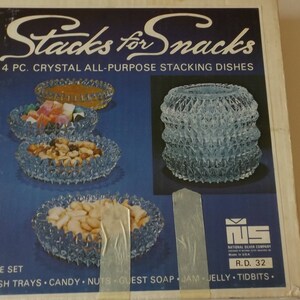 Vintage Stack For Snacks 4pc Crystal Stacking Dish Tray Set CL37-1