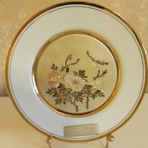 Art of Chokin Japan Gold Plate Peony & Bird Gaikan Limited Edition CL22-4