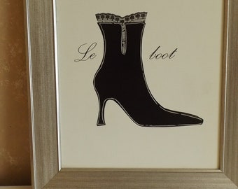 Le Boot White with Black Framed Art Print CL27-16