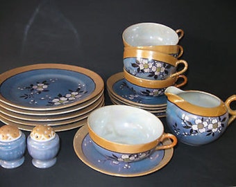 Set of 5 Luncheon Plates, Cups, Saucers, Creamer, Salt/Pepper Made in Japan MS-67