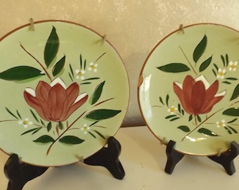 Vintage Collectible 2 Pottery Plates Magnolia Stangl 6" CL4-3