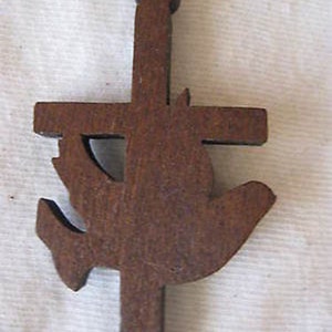 Vintage Wood Cross and Dove  2 Inches In Gift Box CL14-38