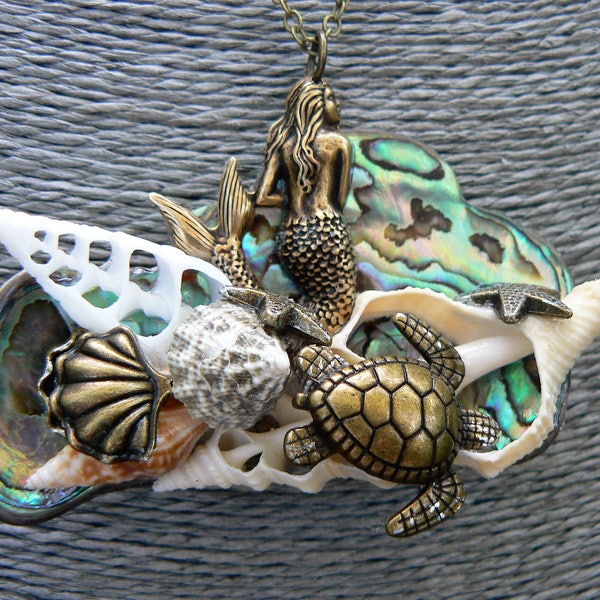 Mermaid Statement Necklace,Mermaid Abalone Necklace,  Paua Necklace, Seashell Necklace, Cosplay Jewelry, Siren, Costume, Festival, Boho