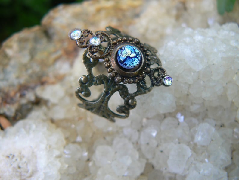 galaxy blue midi ring armor ring blue harlequin knuckle ring nail ring claw ring ring vampire goth victorian moon goddess pagan boho gypsy