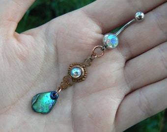 Abalone Belly Ring,Mermaid Belly Ring,Cosplay,Amethyst Belly Ring,Mermaid Belly Button Ring,Beach belly ring,paua belly ring,boho belly ring