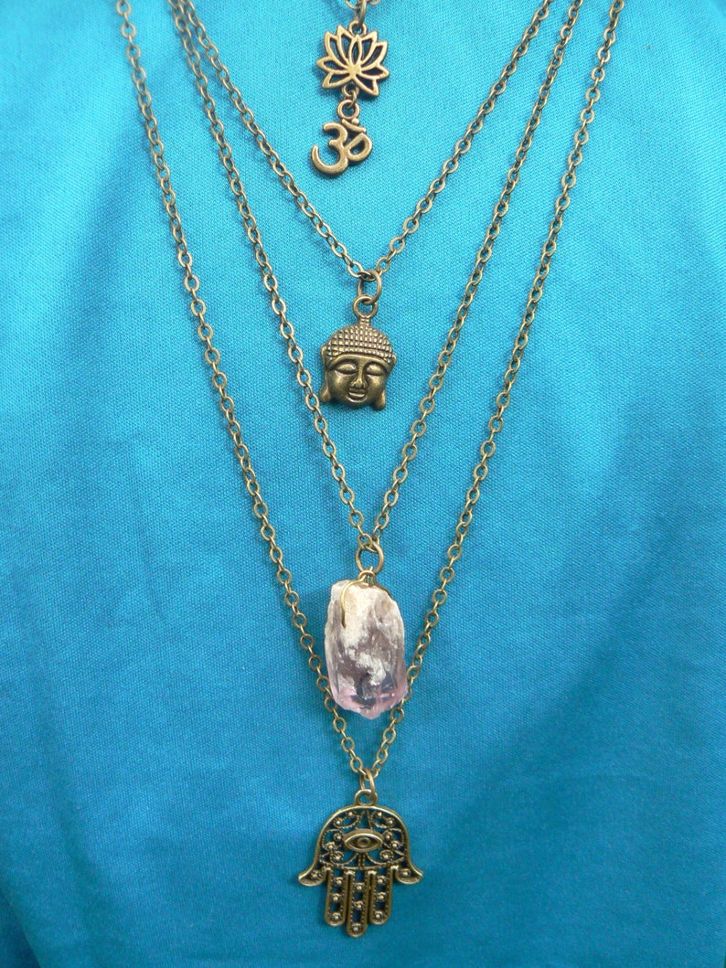 Layered boho necklace spiritual layered necklace zen necklace Etsy