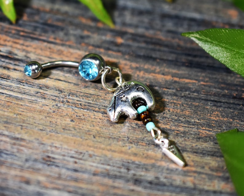 tribal belly ring,bear totem belly ring Cosplay belly ring,zuni bear belly button ring,dangle belly ring body jewelry arrowhead