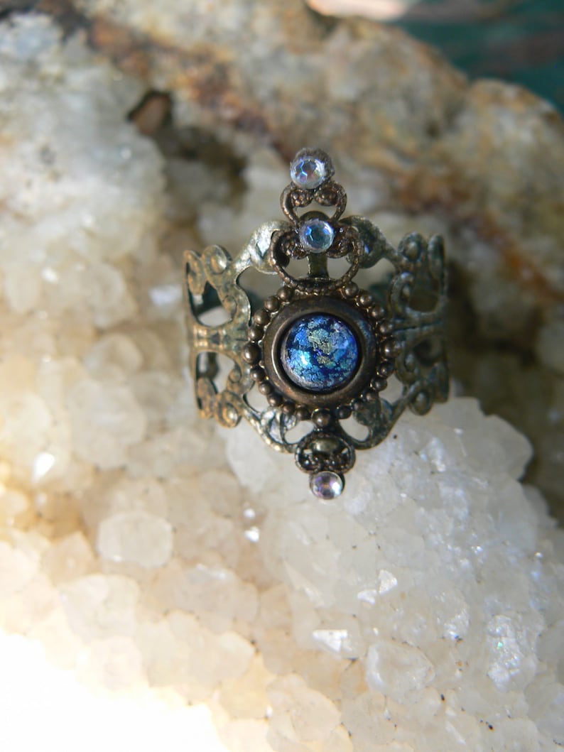 galaxy blue midi ring armor ring blue harlequin knuckle ring nail ring claw ring ring vampire goth victorian moon goddess pagan boho gypsy