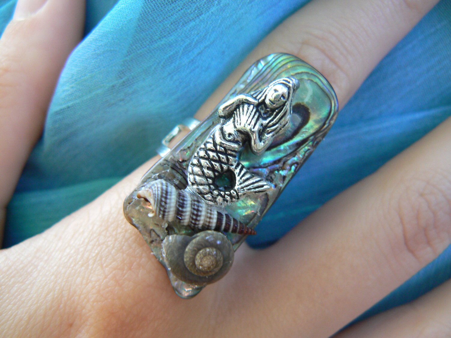 Mermaid abalone ring mermaid jewelry statement ring siren Etsy
