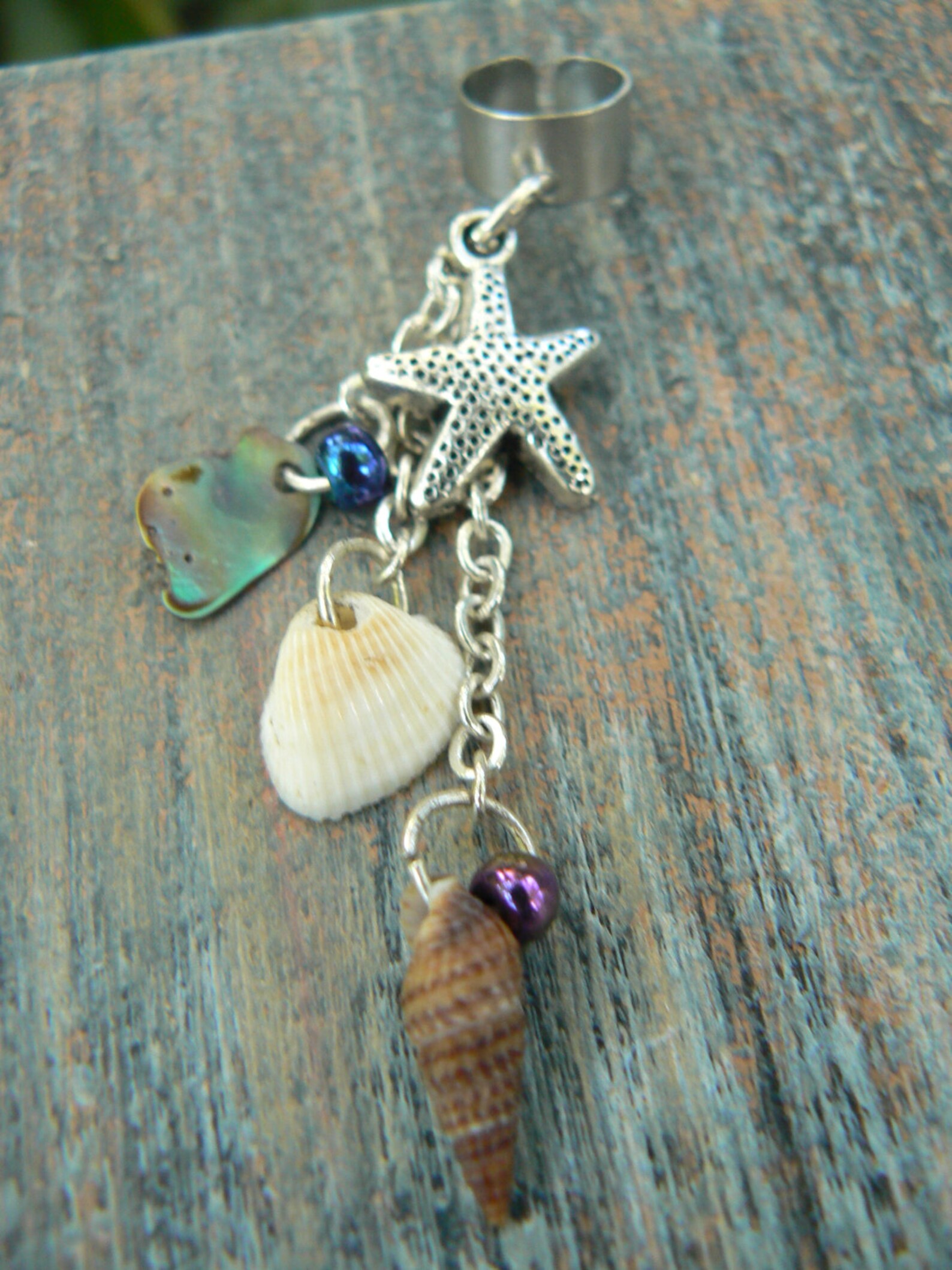 Starfish seashell ear cuff abalone seashells starfish charm in Etsy