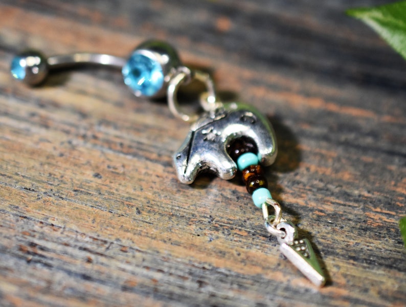 tribal belly ring,bear totem belly ring Cosplay belly ring,zuni bear belly button ring,dangle belly ring body jewelry arrowhead