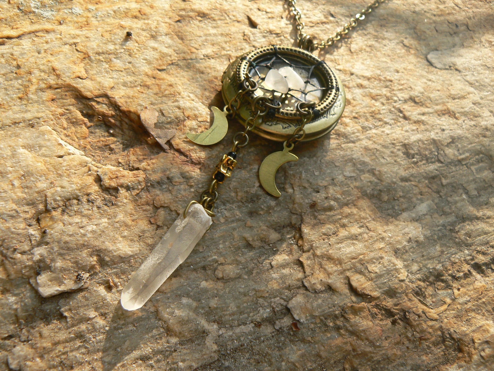 Moonstone Locketdreamcatcher Locketmoon Goddess Etsy