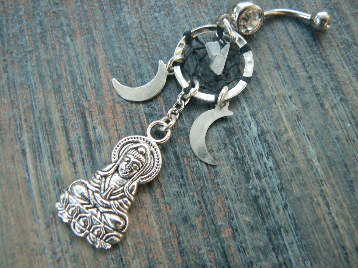 Zen Buddha Dreamcatcher Belly Ring Triple Moon Buddah - Etsy