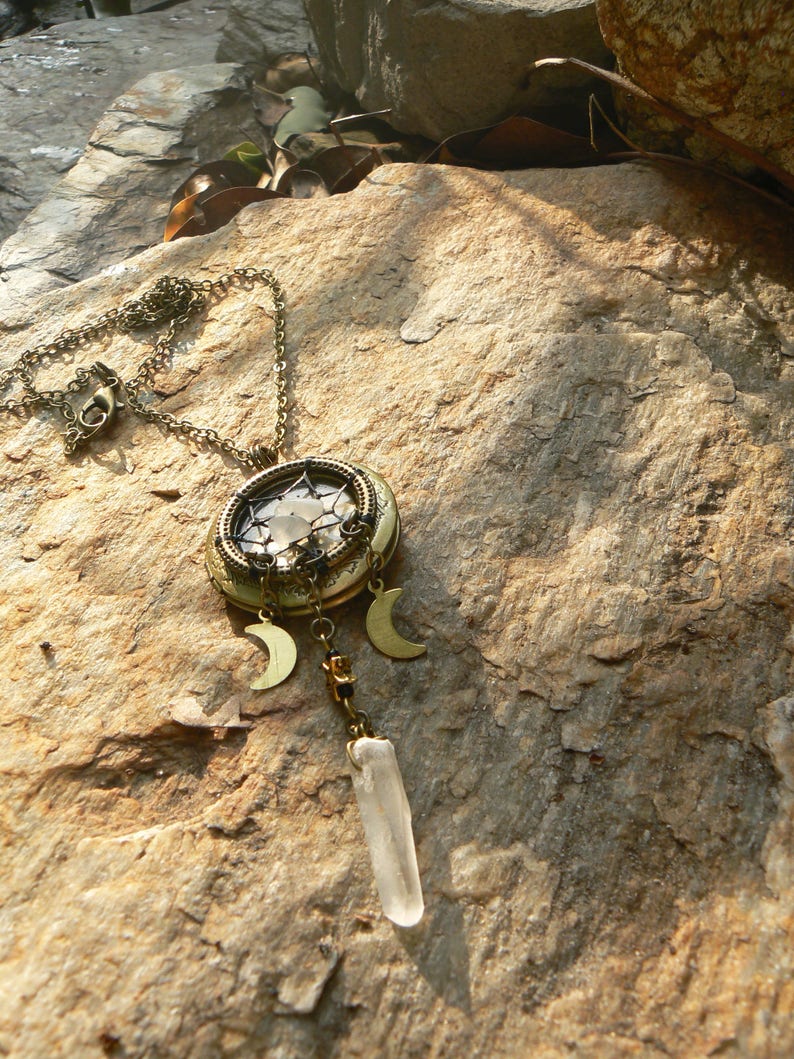 Moonstone Locketdreamcatcher Locketmoon Goddess Etsy