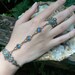 Blue Austrian crystal bracelet Renaissance hand chain hand flower ring bohemian Mothers day in victorian moon goddess pagan gypsy style 