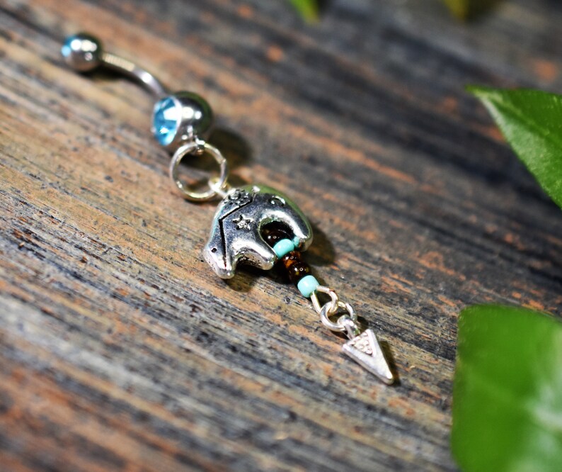 tribal belly ring,bear totem belly ring Cosplay belly ring,zuni bear belly button ring,dangle belly ring body jewelry arrowhead