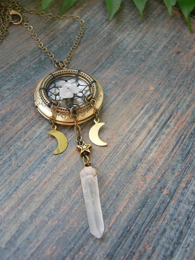 Moonstone Locketdreamcatcher Locketmoon Goddess Etsy