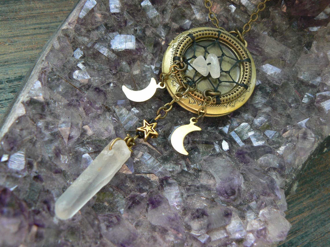 Moonstone Locketdreamcatcher Locketmoon Goddess Etsy