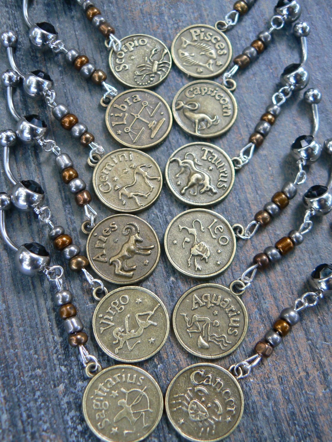 Zodiac Belly Ring Your Sign Belly Ring PICK One in Belly Etsy