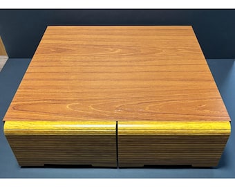 Faux Wood Two-Drawer VHS Storage Box Holds 24 Tapes Vintage 80s
