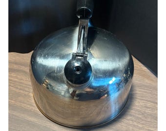 VTG Paul Revere Ware Whistling Tea Kettle Copper Bottom 91-C Stainless SteelFAIR