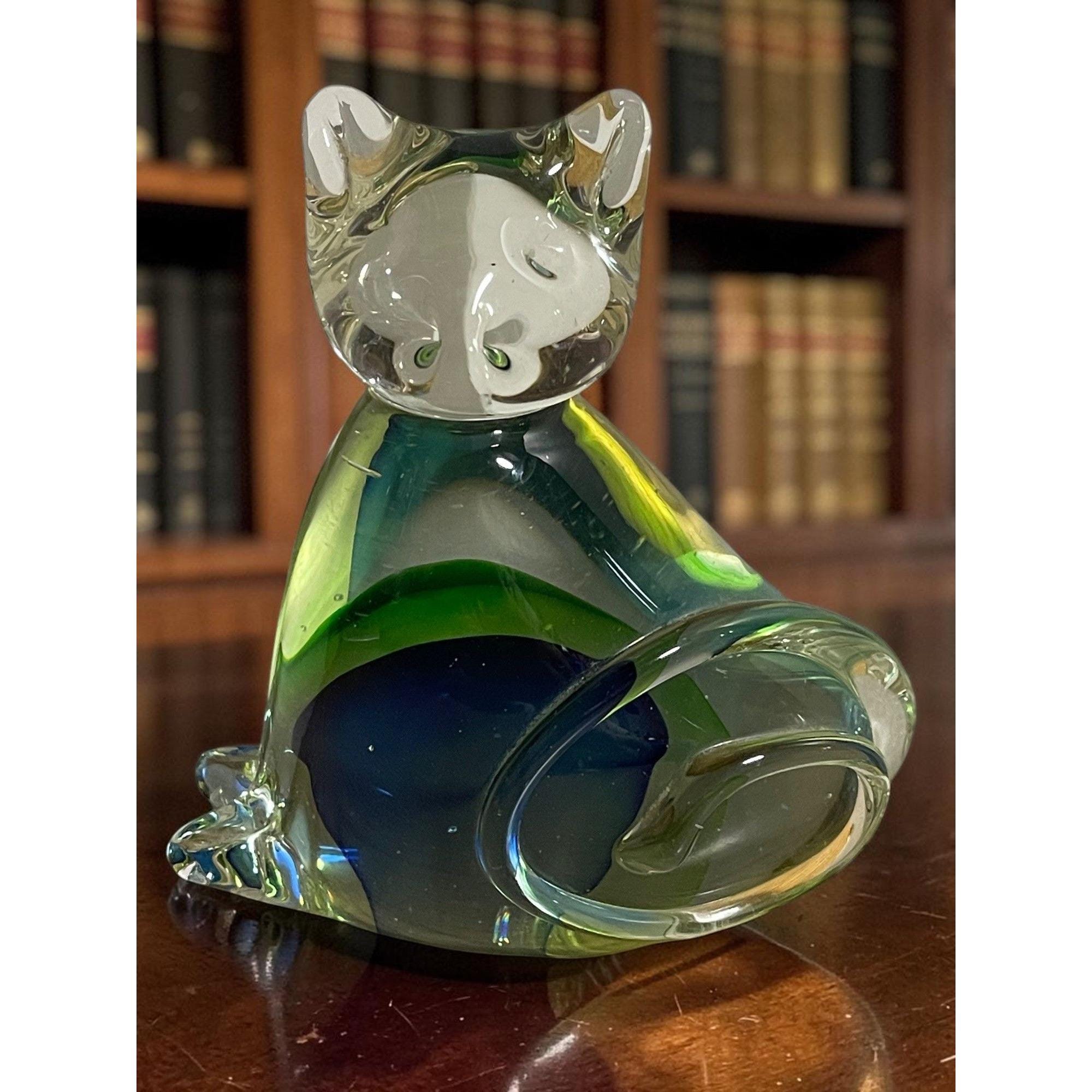 Vintage Glass Cat Figurine - Etsy