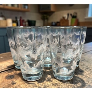 Libbey Drinking Glasses Pink Frosted Duchess Pattern & Gold Rim Set Of 5 VTG 50s