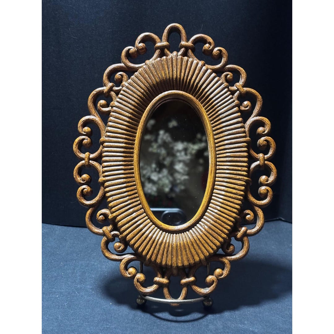Vintage 70s Dart Industries Homco Oval Mirror Scrolled Resin Frame ...